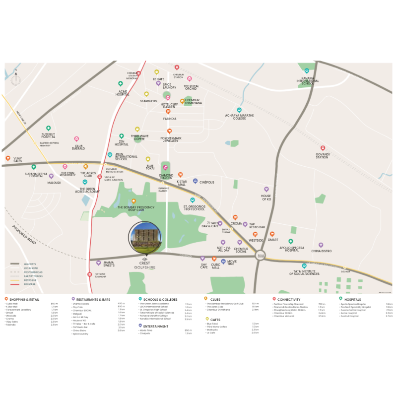 crest golfshire location map