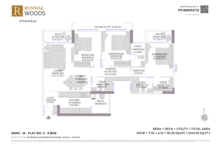 runwal woods chembur 3 bhk layout plan