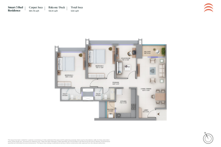 supreme boulevard 3 bhk layout plan
